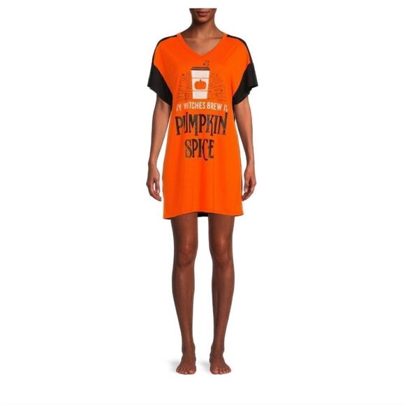 Nwt Women's Pumpkin Spice Halloween Sleepshirt, SIZE S - Picture 1 of 7